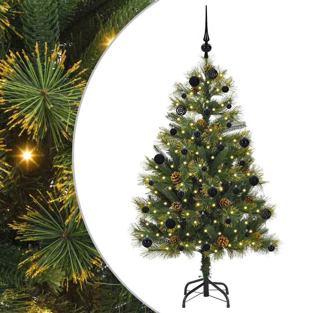 vidaXL Artificial Hinged Christmas Tree with Cones Green 150 cm 2