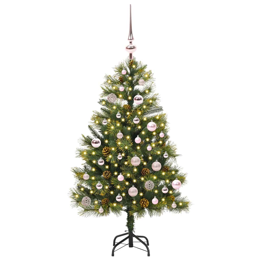 vidaXL Artificial Hinged Christmas Tree with Cones Green 150 cm 3