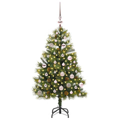 vidaXL Artificial Hinged Christmas Tree with Cones Green 150 cm 3