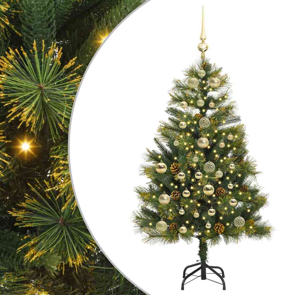 vidaXL Artificial Hinged Christmas Tree with Cones Green 150 cm 2
