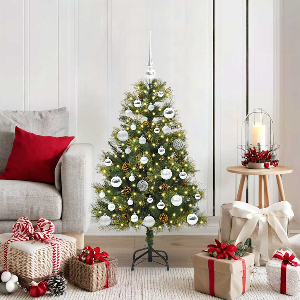 vidaXL Artificial Hinged Christmas Tree with Cones Green 150 cm 1