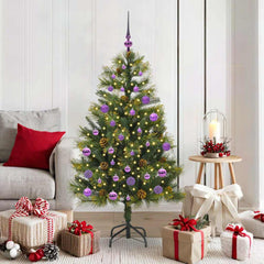vidaXL Artificial Hinged Christmas Tree with Cones Green 150 cm 1
