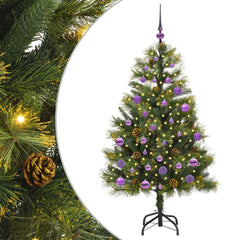 vidaXL Artificial Hinged Christmas Tree with Cones Green 150 cm 2