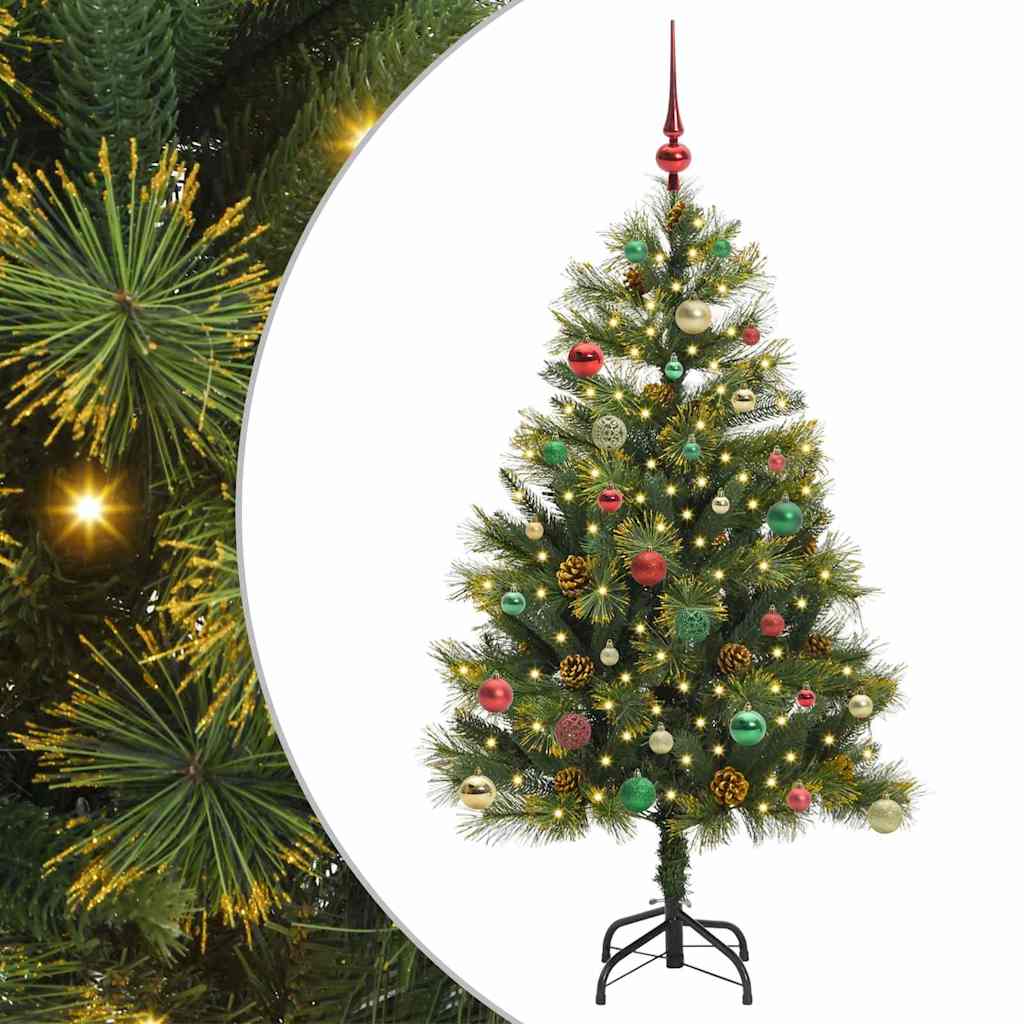 vidaXL Artificial Hinged Christmas Tree with Cones Green 150 cm 2