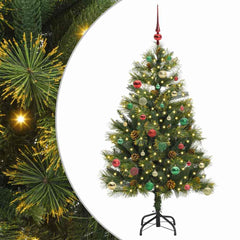 vidaXL Artificial Hinged Christmas Tree with Cones Green 150 cm 2