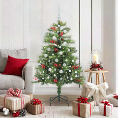 Artificial Christmas Tree 150 LEDs Warm White PVC and Metal 150 cm with LEDs&white balls