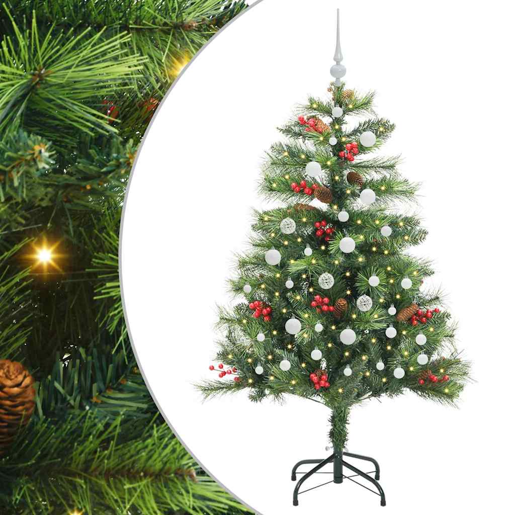 Artificial Christmas Tree 150 LEDs Warm White PVC and Metal 150 cm with LEDs&white balls