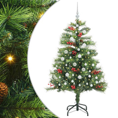 Artificial Christmas Tree 150 LEDs Warm White PVC and Metal 150 cm with LEDs&white balls