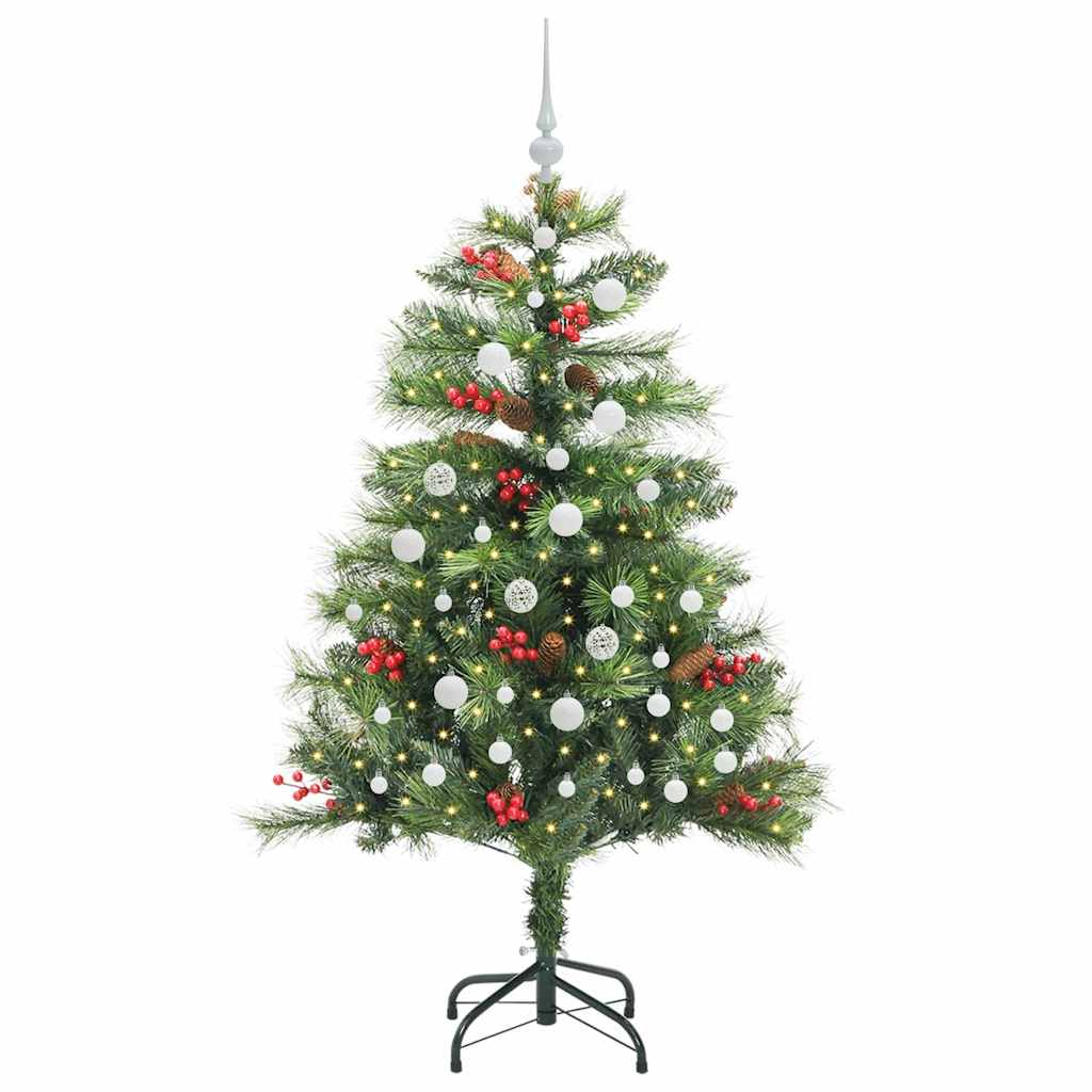 Artificial Christmas Tree 150 LEDs Warm White PVC and Metal 150 cm with LEDs&white balls