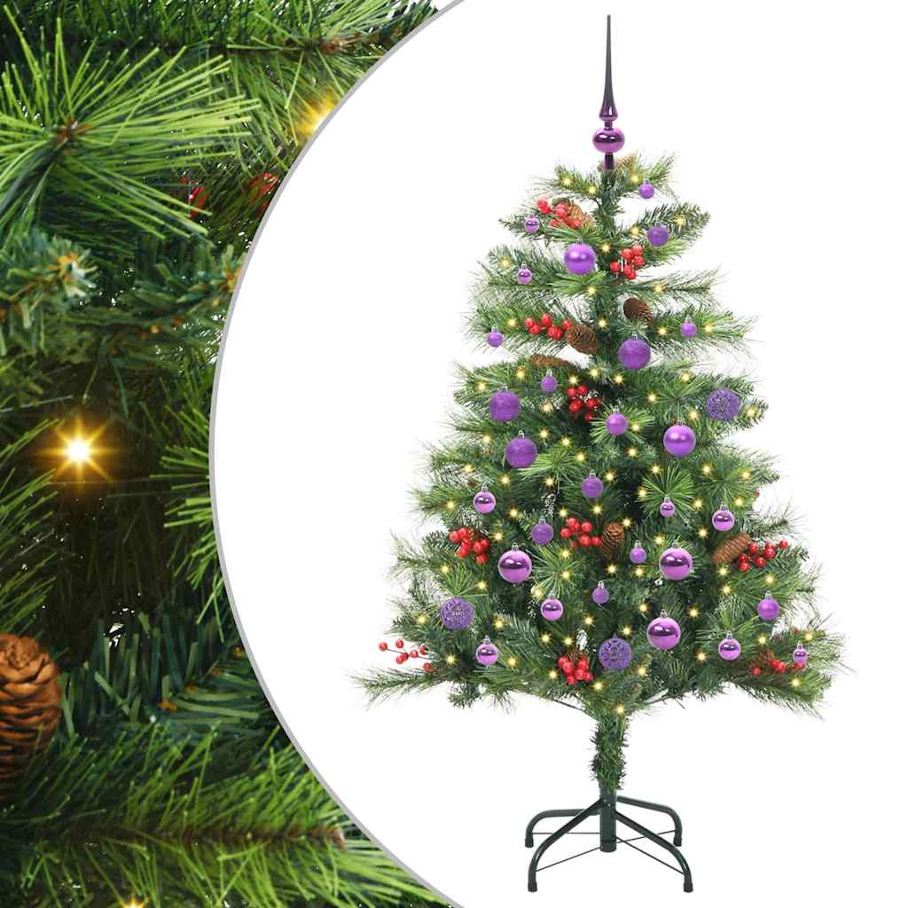 vidaXL Artificial Christmas Tree 150 LEDs Warm White PVC and Metal 2