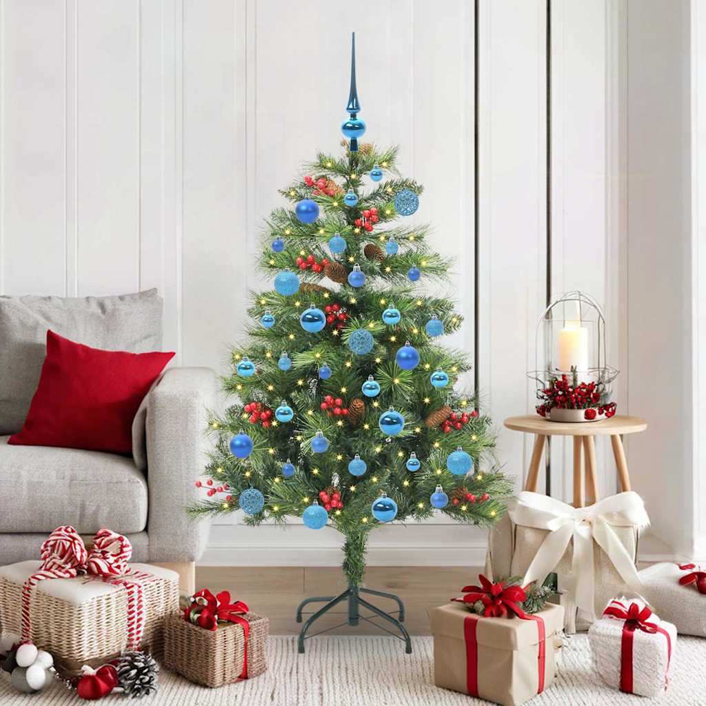 Artificial Christmas Tree 150 LEDs Warm White PVC and Metal 150 cm with LEDs&blue balls