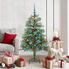 Artificial Christmas Tree 150 LEDs Warm White PVC and Metal 150 cm with LEDs&blue balls
