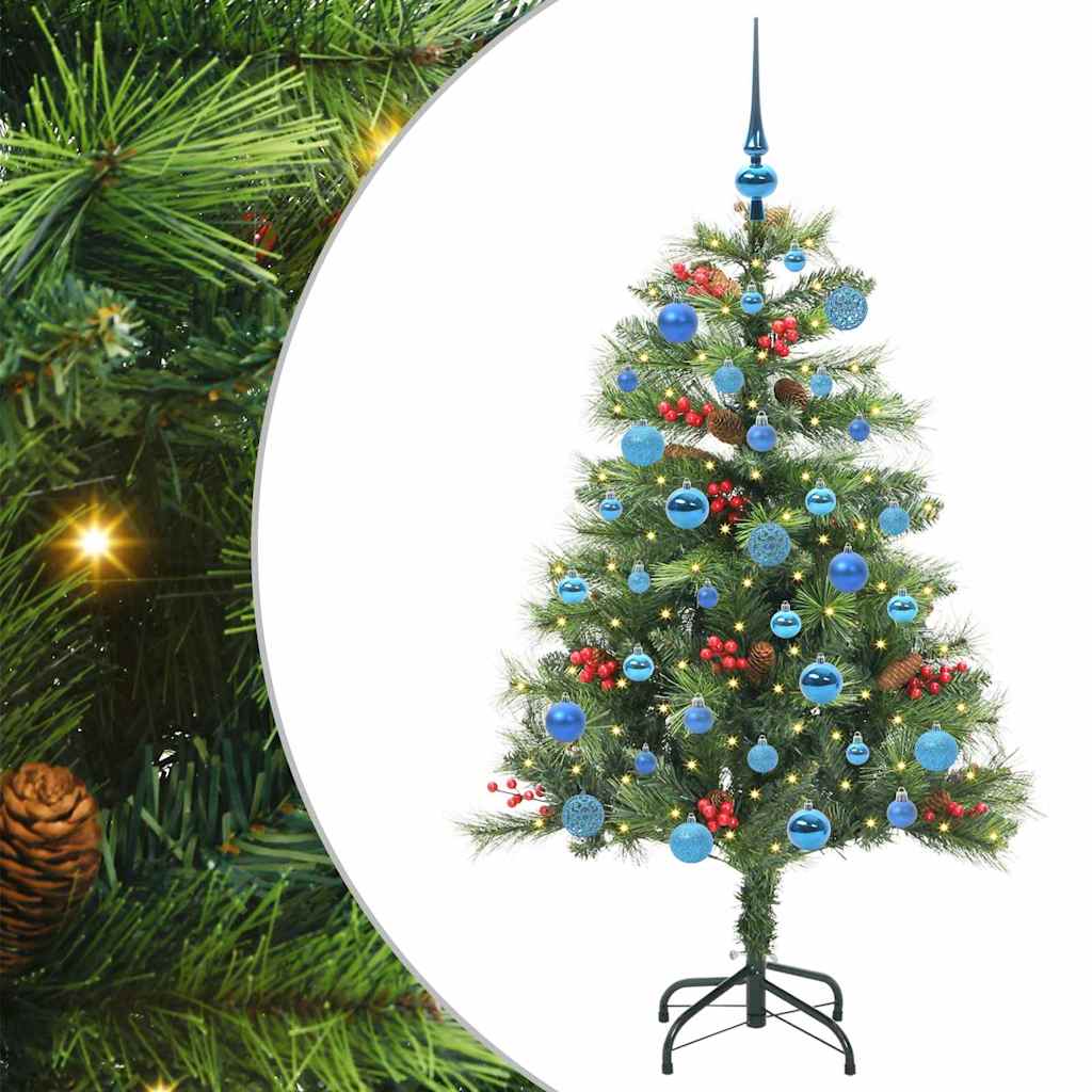 Artificial Christmas Tree 150 LEDs Warm White PVC and Metal 150 cm with LEDs&blue balls