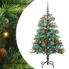 Artificial Christmas Tree 150 LEDs Warm White PVC and Metal 150 cm with LEDs&blue balls
