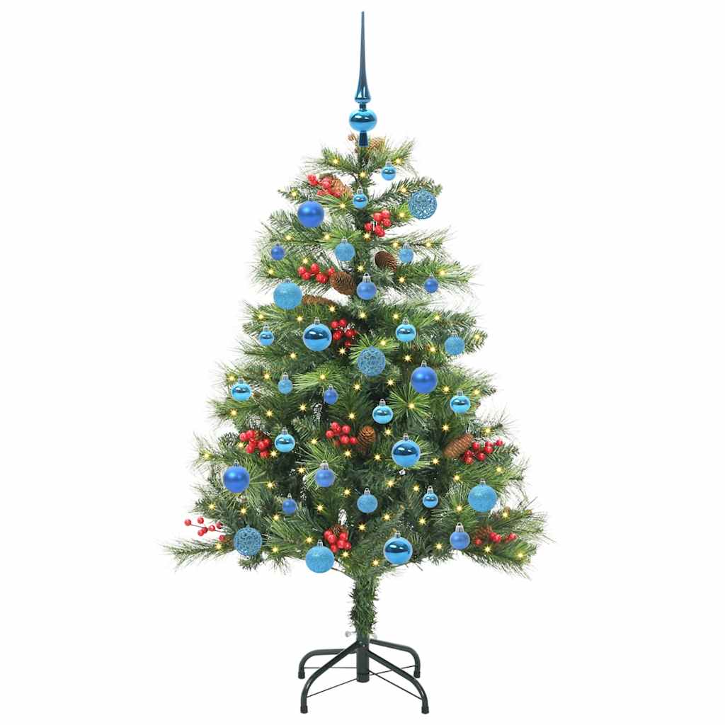 Artificial Christmas Tree 150 LEDs Warm White PVC and Metal 150 cm with LEDs&blue balls