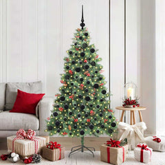 Artificial Christmas Tree 300 LEDs Warm White PVC and Metal 180 cm with LEDs&black balls