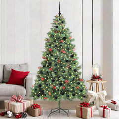 Artificial Christmas Tree 300 LEDs Warm White PVC and Metal 210 cm with LEDs&black balls