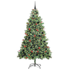 Artificial Christmas Tree 300 LEDs Warm White PVC and Metal 210 cm with LEDs&black balls