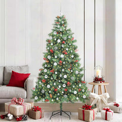 Artificial Christmas Tree 300 LEDs Warm White PVC and Metal 210 cm with LEDs&silver balls