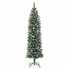 vidaXL Artificial Slim Christmas Tree Green and White 120 cm 5