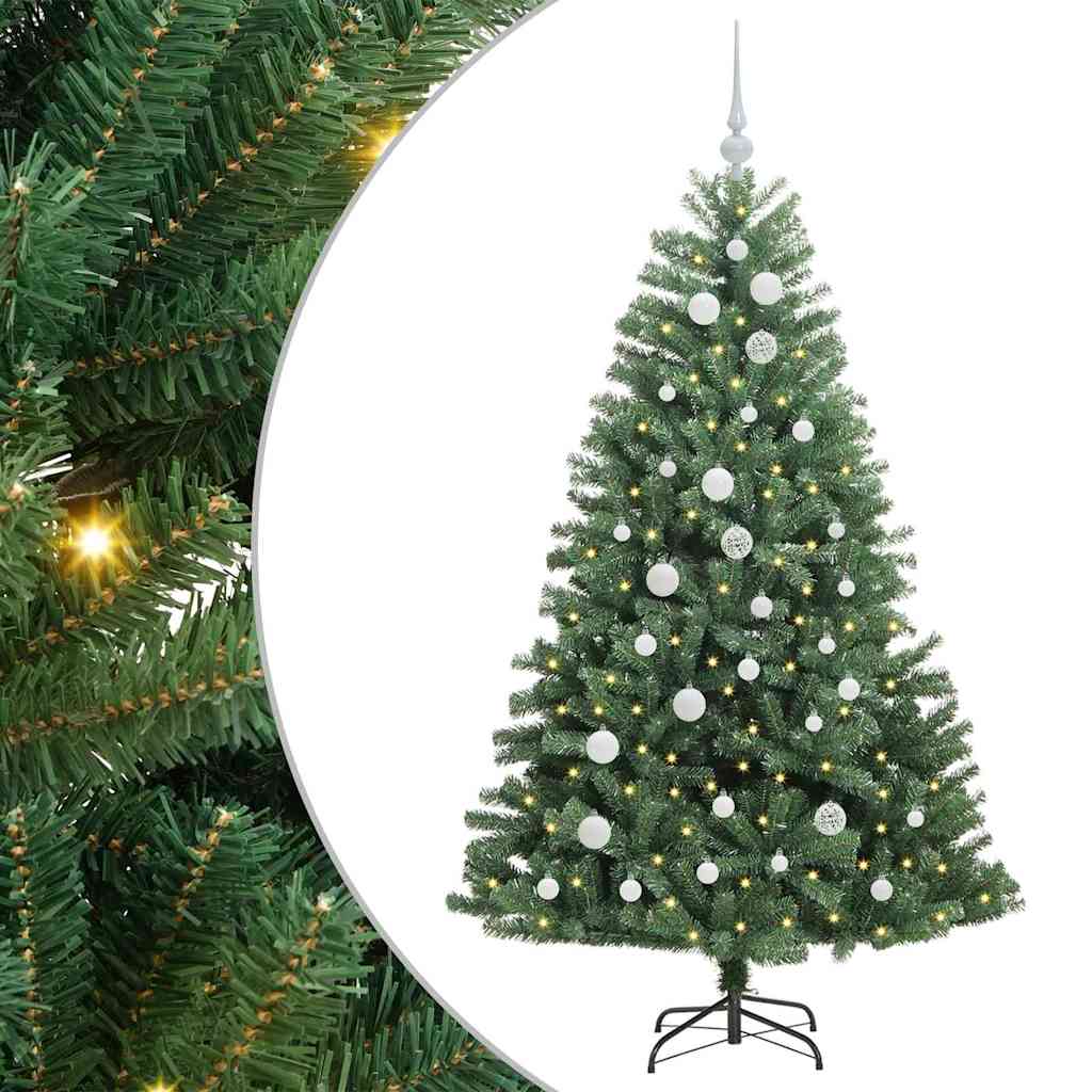 vidaXL Artificial Hinged Christmas Tree Green 150 cm PVC and Metal 2