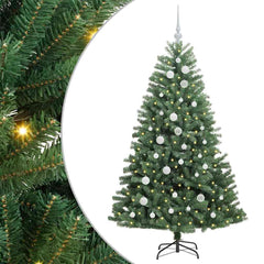 vidaXL Artificial Hinged Christmas Tree Green 150 cm PVC and Metal 2