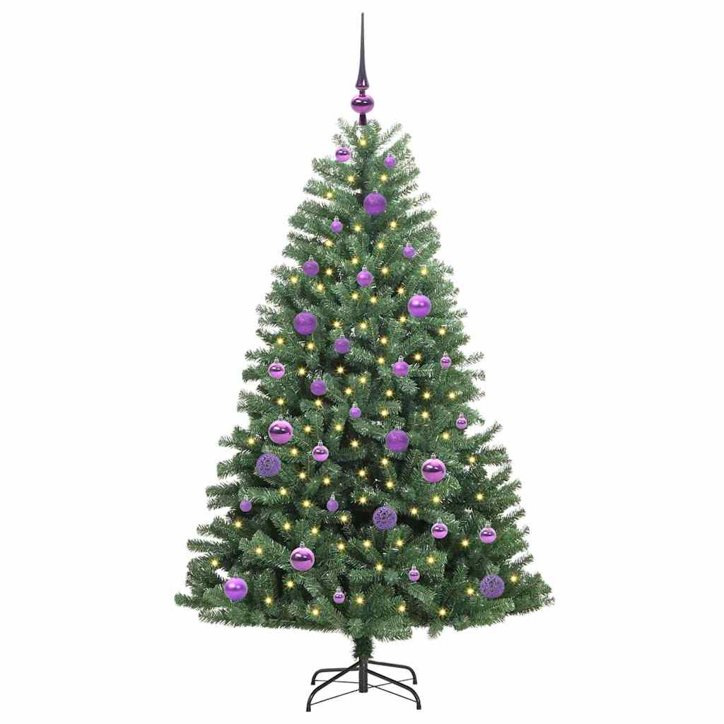 vidaXL Artificial Hinged Christmas Tree Green 150 cm PVC and Metal 3