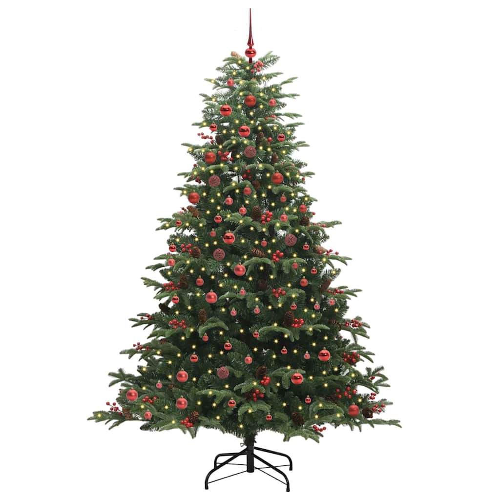 Artificial Christmas Tree with 300 LEDs with Stand Green 210 cm with LEDs &red balls