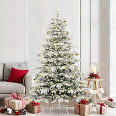 vidaXL Artificial Hinged Christmas Tree White 210 cm PE and PVC 1