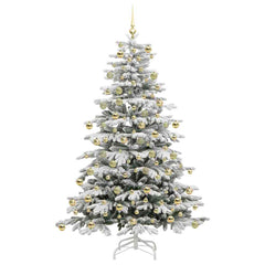 vidaXL Artificial Hinged Christmas Tree White 210 cm PE and PVC 4