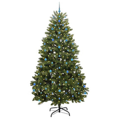 Artificial Christmas Tree 270 cm 300 LEDs Warm White Green Ø 128 x 270 cm with 300 LEDs&blue balls