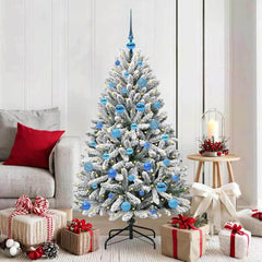 Artificial Christmas Tree 150 cm 150 LEDs Warm White Green and White Ø 80 x 150 cm with 150 LEDs&blue balls