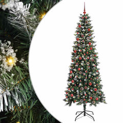 Artificial Christmas Tree Green 210 cm with LEDs &red balls