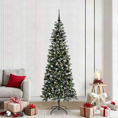 Artificial Christmas Tree Green 210 cm with LEDs &black balls