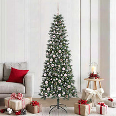 Artificial Christmas Tree Green 210 cm with LEDs &pink balls