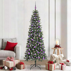 Artificial Christmas Tree Green 210 cm with LEDs &lilac balls