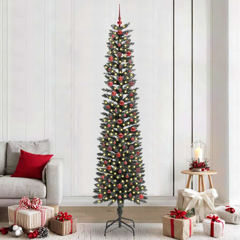 Artificial Christmas Tree Green 240 cm with LEDs &red balls