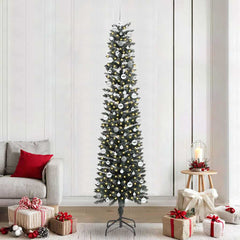 Artificial Christmas Tree Green 240 cm with LEDs &silver balls