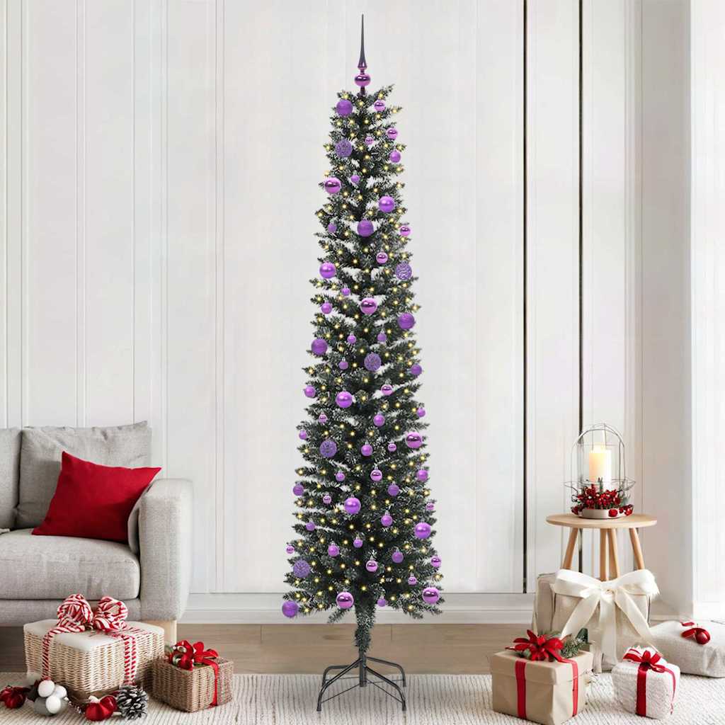 Artificial Christmas Tree Green 240 cm with LEDs &lilac balls