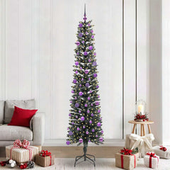 Artificial Christmas Tree Green 240 cm with LEDs &lilac balls