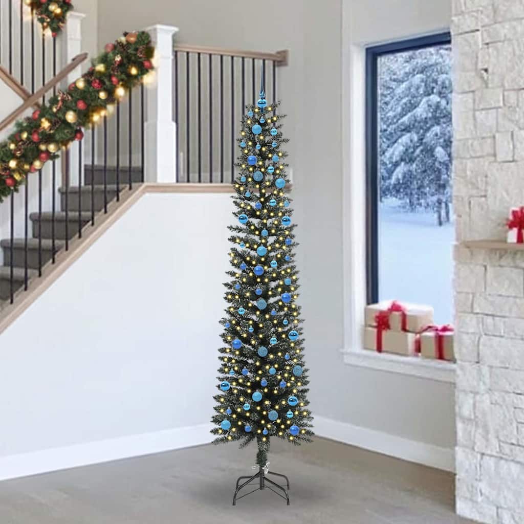 Artificial Christmas Tree Green 240 cm with LEDs &blue balls