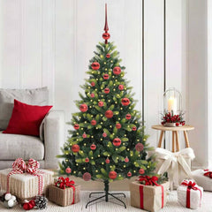 Artificial Hinged Christmas Tree 150 LEDs Green 150 cm with LEDs&red balls