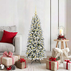 vidaXL Artificial Christmas Tree White Green and White 120 cm