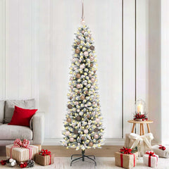 Artificial Christmas Tree White 210 cm with LEDs & rose gold balls