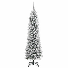Artificial Christmas Tree White 210 cm with LEDs & white/grey balls