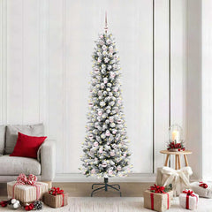 Artificial Christmas Tree White 210 cm with LEDs & pink balls