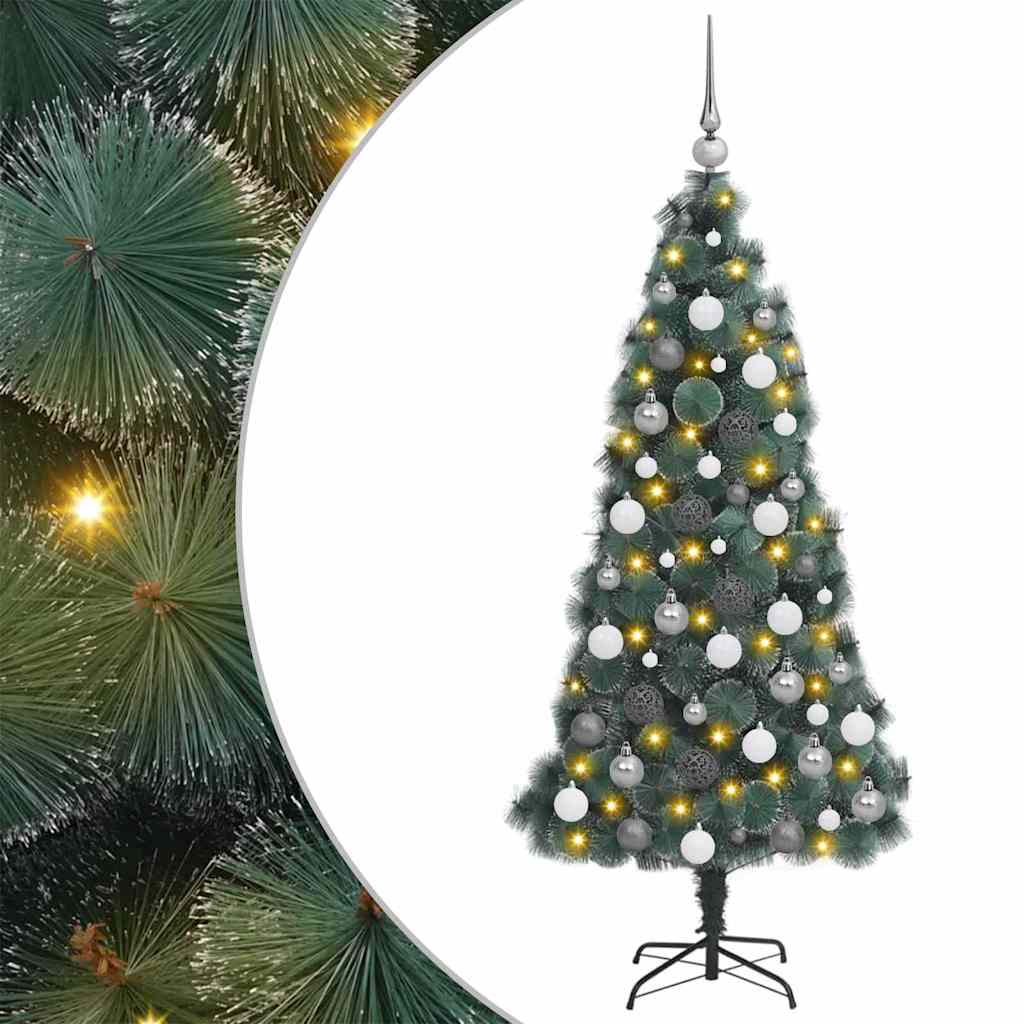 vidaXL Artificial Pre-lit Christmas Tree with Ball Set Green 120 cm