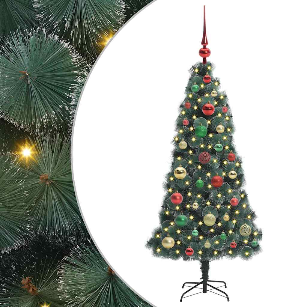 vidaXL Artificial Pre-lit Christmas Tree with Ball Set Green 120 cm 2