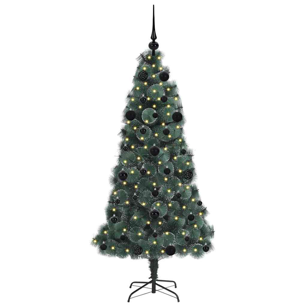 vidaXL Artificial Pre-lit Christmas Tree with Ball Set Green 150 cm 3