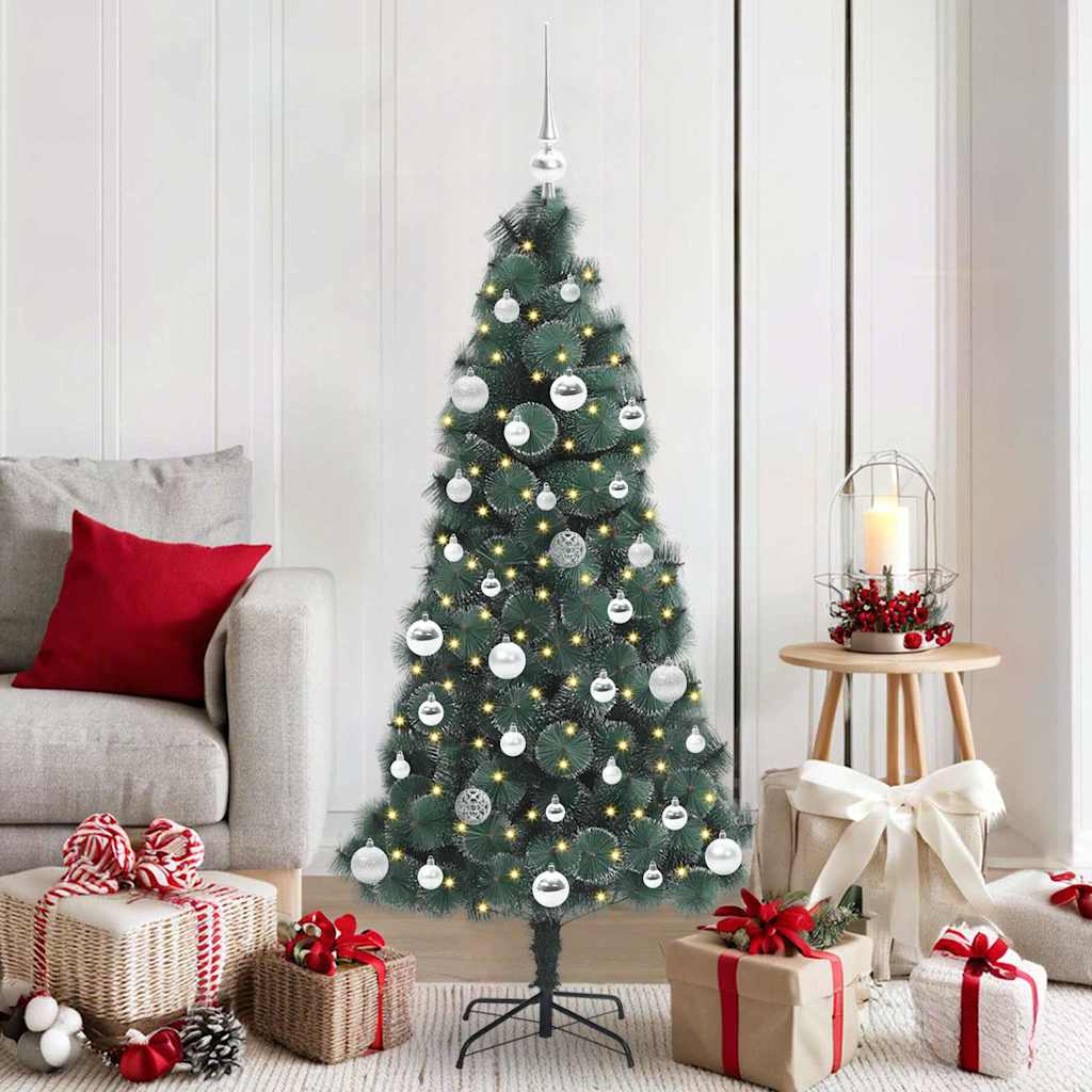 vidaXL Artificial Pre-lit Christmas Tree with Ball Set Green 150 cm